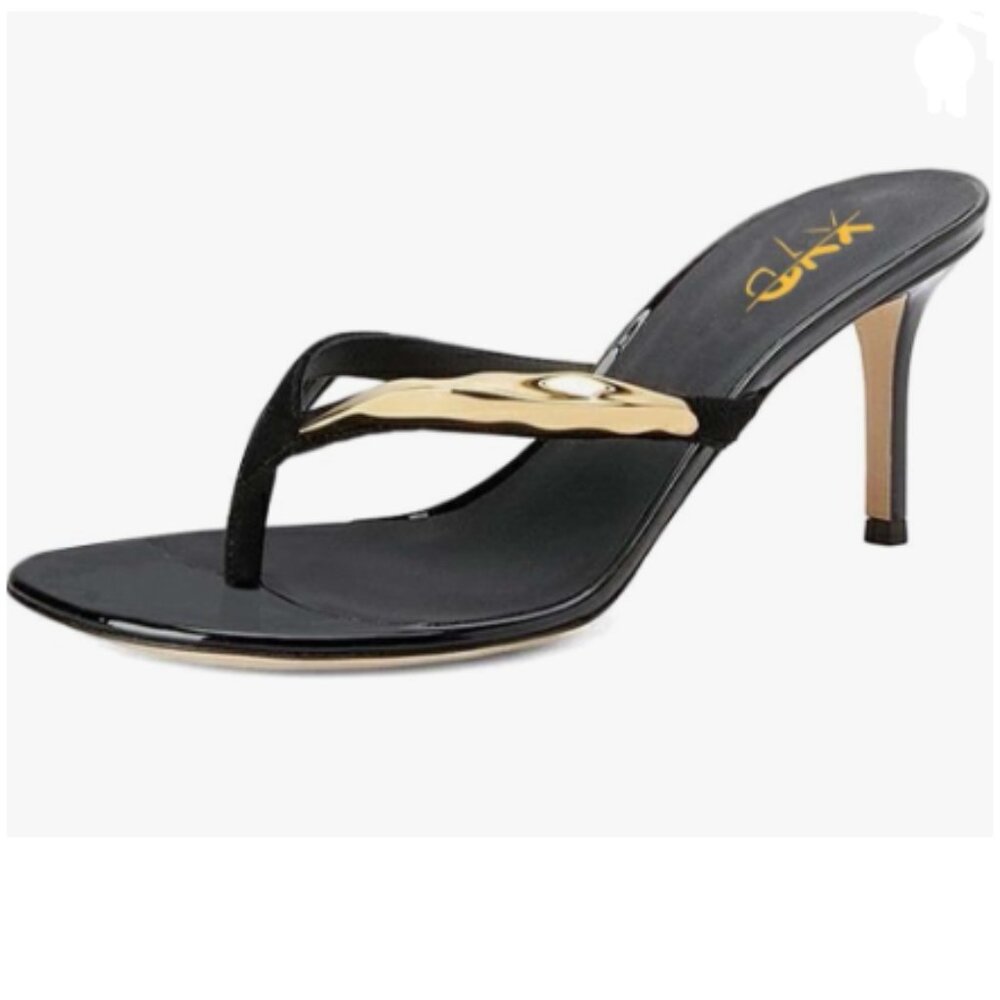 XYD Black Classic Thong Sandals High Heel Flip Flops Open Toe Daily Slippers